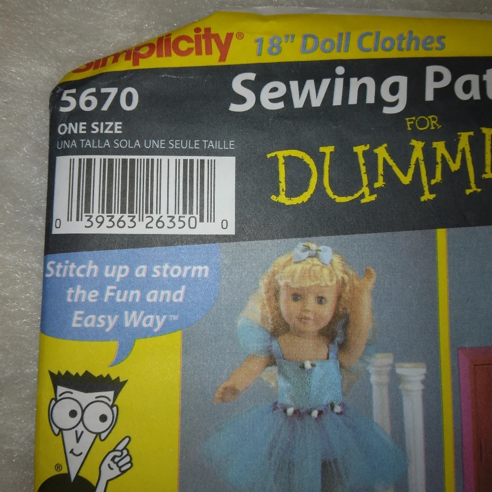 SIMPLICITY 5670 Sewing Patterns for Dummies, American Girl Doll clothes
